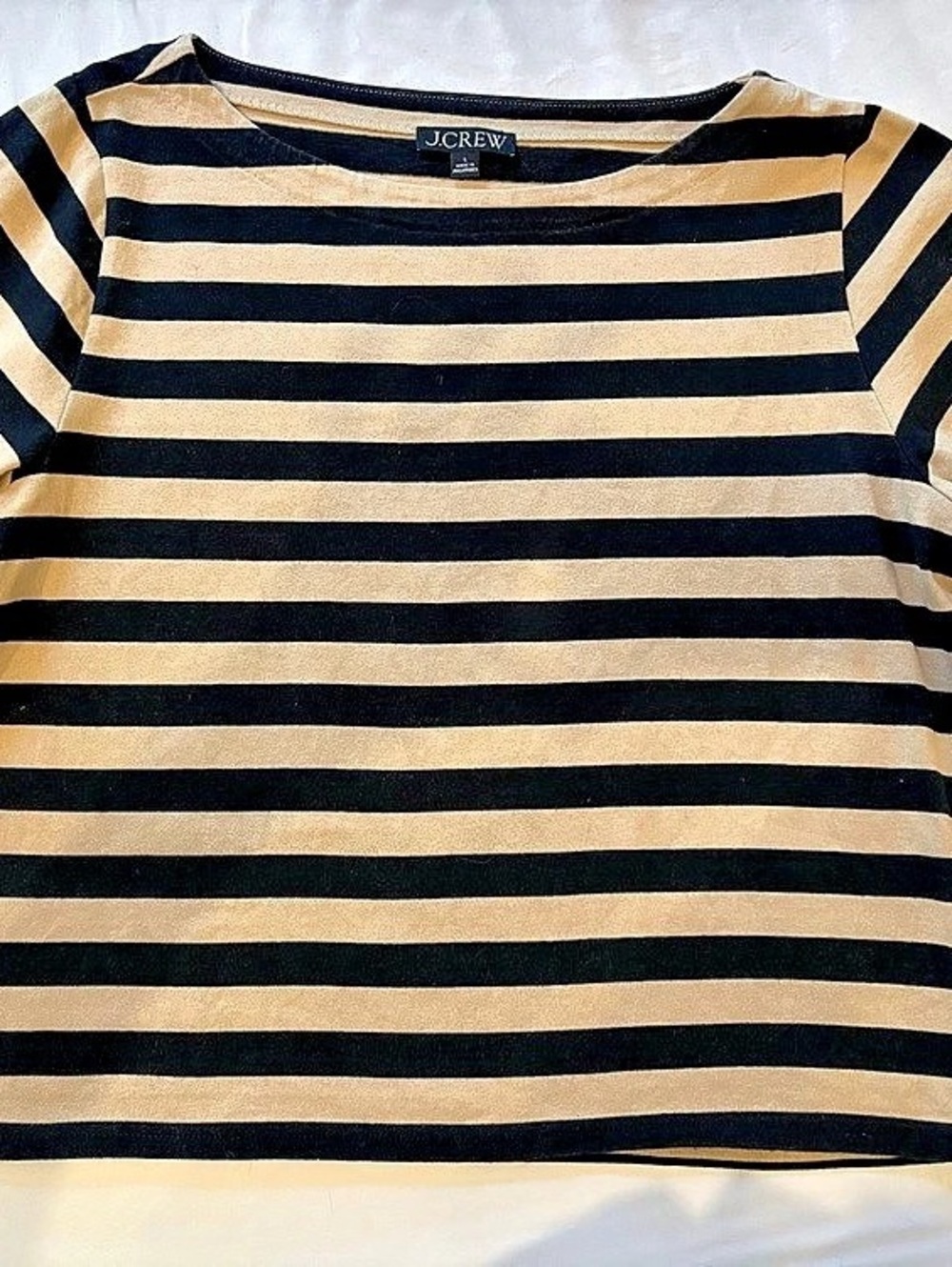 J.Crew Mariner Jersey Short Sleeve Top with Removable Feather Detail Large